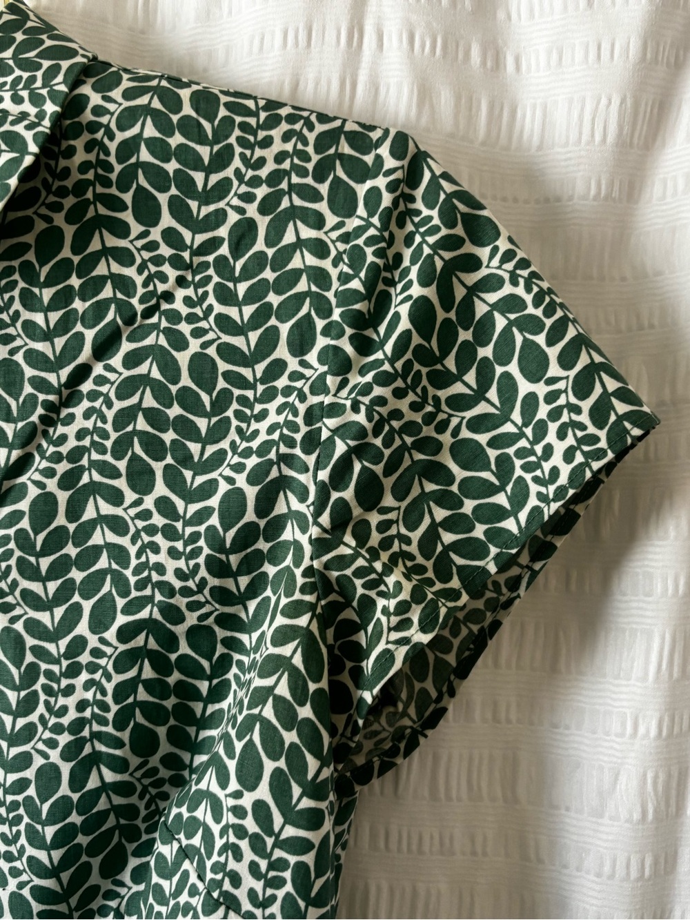 Boden Green Sophia Shirt Button Down Dress White Leafy Pattern Size 4R - Picture 4 of 11